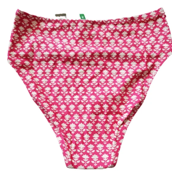 J.Crew floral moderate coverage high waist bikini bottoms, small, pink - Picture 6 of 10